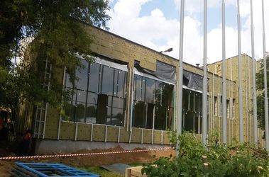 Очередной этап монтажа фасадов здания Дворца спорта 